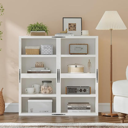 2-Tier Stackable Cube Storage Organizer, DIY Bookcase with 2 Removable Open Shelves & Anti-Tip Design, Cube Book Shelf for Bedroom, Office, Dorm,15" W x 11.81" D x 30" H, White