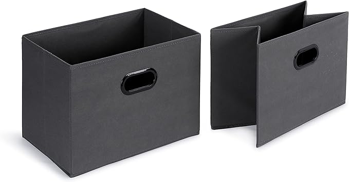 Amazon Basics Closet Storage Organizer with Fabric Bins, Drawers and 3 Shelves, Grey, 32.7" x 12.2" x 31"