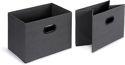 Amazon Basics Closet Storage Organizer with Fabric Bins, Drawers and 3 Shelves, Grey, 32.7" x 12.2" x 31"