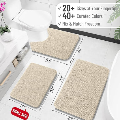 OLANLY Bathroom Runner Rugs 70x24, Extra Soft Absorbent Chenille Bath Rugs, Rubber Backing Quick Dry, Machine Washable Long Bath Mats for Bathroom Floor, Tub and Shower, Home Decor Accessories, Sand