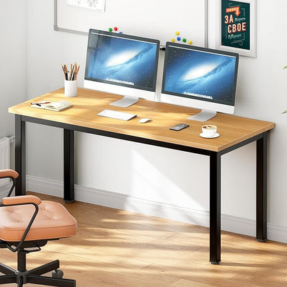 DlandHome Large Computer Desk, Composite Wood Board, Decent and Steady Home Office Desk/Workstation/Table 54.3inch Teak Black