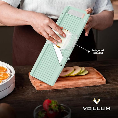 Vollum Japanese Mandoline Slicer – Professional Slicer Vegetable Cutter Japanese Mandoline Slicer for Kitchen with Interchangeable Stainless Steel Blades – Narrow Handheld Food Manual Slicer