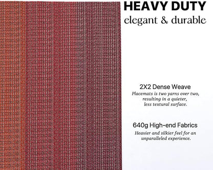 LEXMORE Placemats Set of 6 Vinyl/Plastic Woven Place Mats for Kitchen Table Indoor/Outdoor Washable Placemat Wipeable Dining Table Mats(Pomegranate Parade)