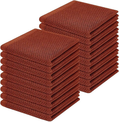 Homaxy 100% Cotton Waffle Weave Kitchen Dish Cloths, Ultra Soft Absorbent Quick Drying Dish Towels, 12 x 12 Inches, 18-Pack, Rust