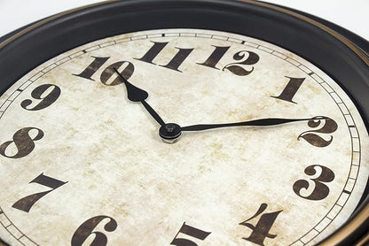 45MinST 18 Inches Retro Wall Clock, Silent Non Ticking Battery Operated Movement, Home/Wall Decor, Easy to Read, Decorate Bedroom/Living Room/Office