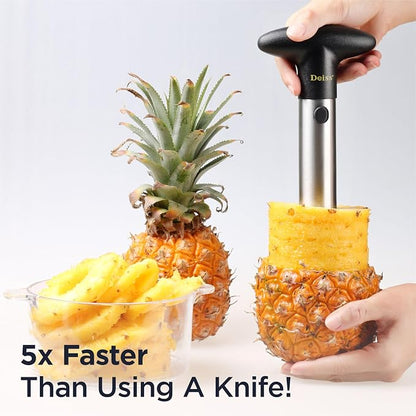 Deiss PRO Pineapple Corer — 2 in 1 Stainless Steel Pineapple Cutter Tool & Corer Tool Kitchen - Pineapple Corer And Slicer Tool - Fruit Cutter Tool, Pineapple Slicer And Corer - Dishwasher Safe