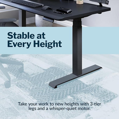 Vari ComfortEdge 48x30 Inch Electric Standing Desk – Height Adjustable Sit Stand VariDesk with Memory Presets, Sloped Edge, 220 LB Capacity + Tool-Free Assembly (Black)