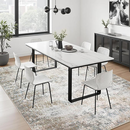 6x6 Area Rug Living Room Rug: Washable Modern Abstract Soft Thin Rug Indoor Floor No Slip Stain Resistant Carpet for Bedroom Dining Room Farmhouse Nursery Home Office - Brown Grey