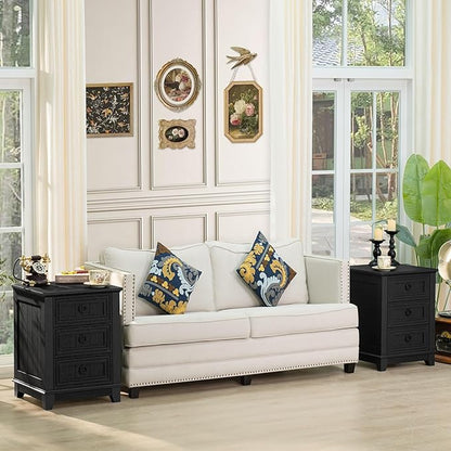 Farmhouse Coffee Table Set of 3, Furniture Set, Coffee Table with Hidden Storage Organizer and Nightsand 3-Piece Set, Large Country Natural Center Table Set for Living Room,Office, Home
