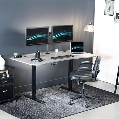 VIVO Electric 63 x 32 in Dual Motor Standing Desk, Memory Height Adjustment, 2B Series, Dark Gray Top Black Frame, DESK-KIT-2B1G