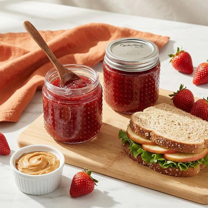 CycleMore 8oz Mason Jars, 30 Pack Dual Dot Jar With Silver Separable Lids & Colorful Plastic Lids, Tiny Glass Jars for Honey, Jam, Jelly, Wedding Favors, Kitchen Food Storage,