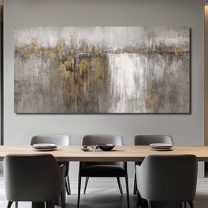 Artexist Gold And Gray Art Abstract Wall Art Canvas Photos Print Pictures for Living Room Vintage Artwork Grey Wall Decor 29"x58"