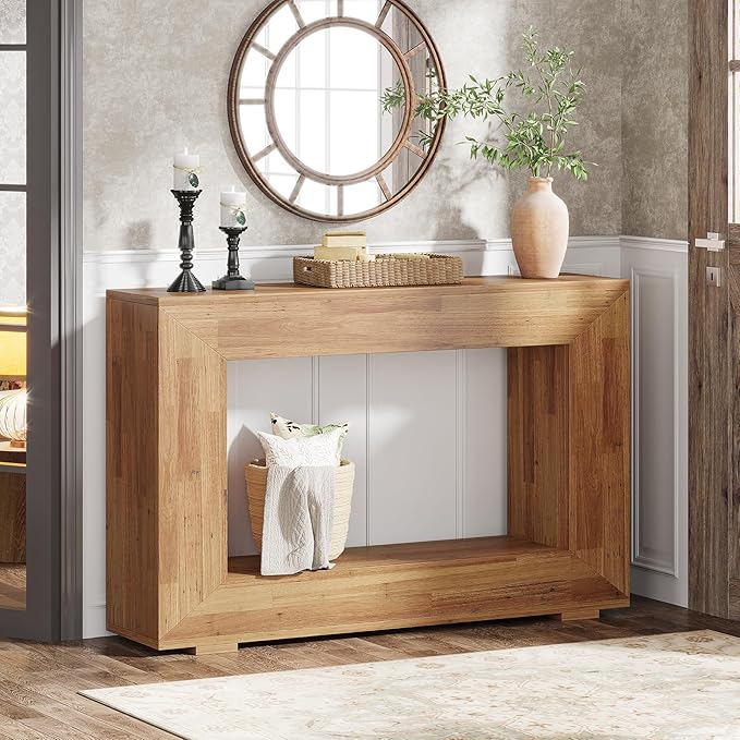 Tribesigns Farmhouse Console Table, 47 Inches Entryway Console Table with Storage, Industrial Hallway Accent Table for Living Room, Entrance