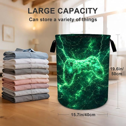 Game Laundry Basket Waterproof Laundry Hamper Foldable Laundry Bag with Handles for Bedroom, Bathroom, Office, Clothes Storage