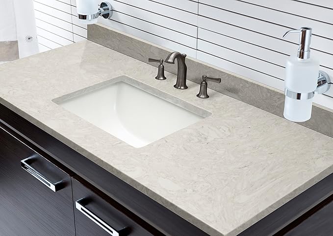 MSI Drifting Fog Vanity Top with Under Mount Rectangle Ceramic Sinks, Engineered Marble Stone, 4" CC Faucet Holes, 49"X22"