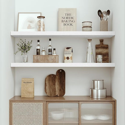 Vivelove Single Floating Shelves 48 Inches, 48 x 10 inch Deep x 1.8 in Thick, Long Wall Shelves Heavy Duty 80 lbs for Bedroom, Living Room, Kitchen, Office, Modern Shelf Book Home Decor, White