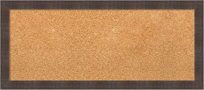 Amanti Art Natural Cork Board for Wall, 14x32 Vision Board with Brown Wood Frame, Medium Corkboard Office Decor for Home Organization, Rustic Farmhouse Corkboard Pinboard to display items for home