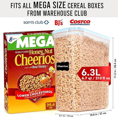 Shazo 2 Pack (6.3L / 213OZ) EXTRA Large Airtight Food Storage Cereal Containers for Bulk Food Storage BPA-Free Plastic Container, Pantry Organization and Canister for Rice, Pasta, Sugar & Flour