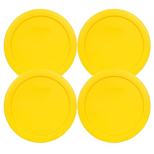Pyrex 7201-PC 4 Cup Meyer Lemon Yellow Food Storage Replacement Lids (4-Pack) - Made in USA