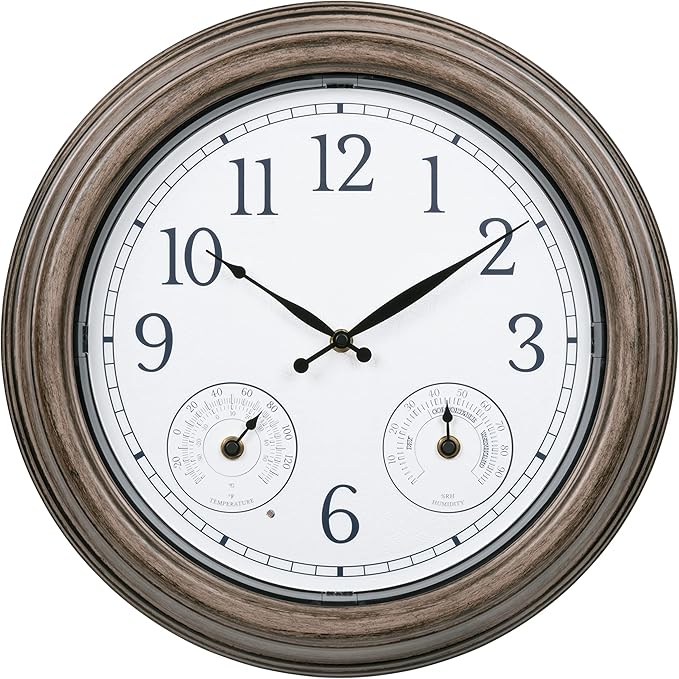 La Crosse Technology 435-3239-INT 15.5-Inch Lighted Leaf's Outdoor Analog Clock with Temp and Humidity