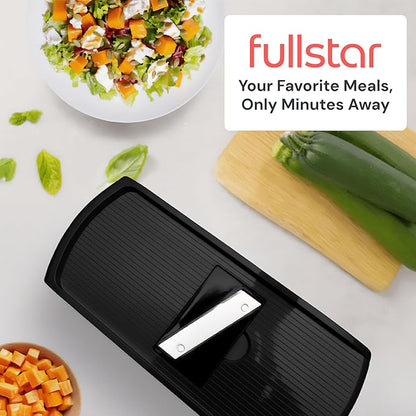 Fullstar All in One Vegetable Chopper and Mandoline Slicer - Food Chopper with Container and Julienne Slicer, Fruit Slicer, Veggie Cutter, Kitchen Gadgets & Gift for Mom (8 in 1, Black)