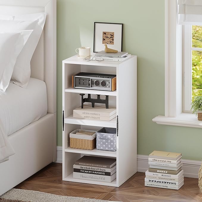 4-Tier Stackable Cube Storage Organizer, DIY Bookcase with 4 Removable Open Shelves & Anti-Tip Design, Cube Book Shelf for Bedroom, Office, Dorm,30" W x 11.81" D x 30" H, White
