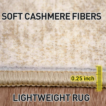 5x7 Area Rugs Washable Rug: Modern Abstract Living Room Rug Soft Anti-Skid Thin Carpet Indoor Floor Non-Shedding Carpets for Bedroom Dining Room Farmhouse Nursery Home Office - Beige