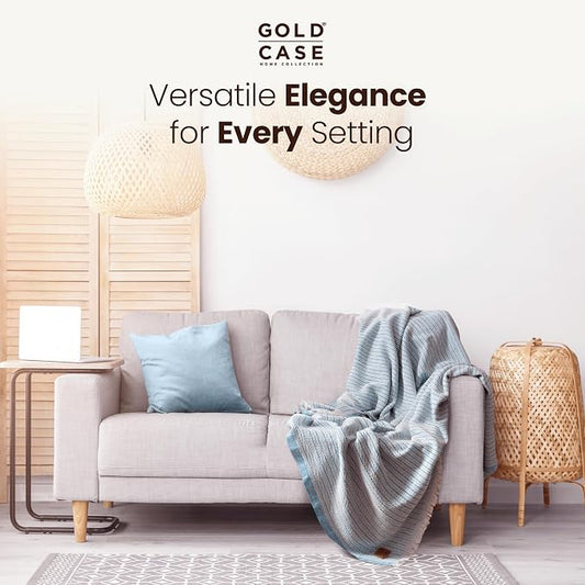 Gold CASE Throw Blanket for Couch – 100% Recycled Cotton – Vintage Throw Blankets for Living Room, Bed, & Outdoor – Decorative Boho Blankets & Throws – Soft Couch Drape – Buffalo Black Set (50”x60”)