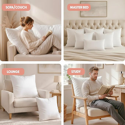 Utopia Bedding 26x26 Pillow Inserts, Set of 2, White – Indoor Decorative Throw Pillows for Bed, Sofa & Couch – Soft, Supportive & Fluffy Cushion Inserts