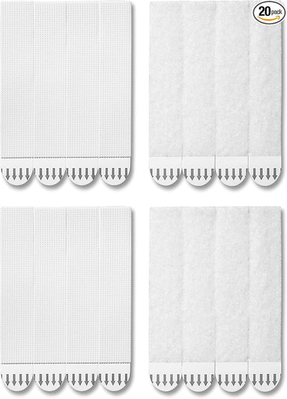 20-Pairs(40 Strips) XL Picture Hanging Strips, Removable Hook and Loop Tape, Picture Hanger Damage Free, Adhesive Strips for Frame Hanging and Christmas Decorations, Heavy Duty