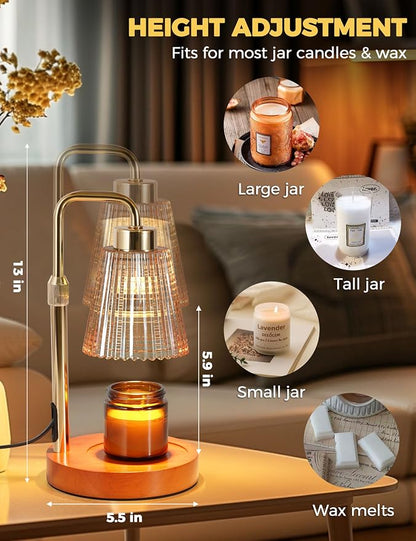 GODONLIF Gold Candle Warmer Lamp with Cycle Timer, Birthday Gifts for Women Mom Her, House Warming Gifts New Home Room Decor, Wax Melt Warmer for Jar Candles with 2 Bulbs