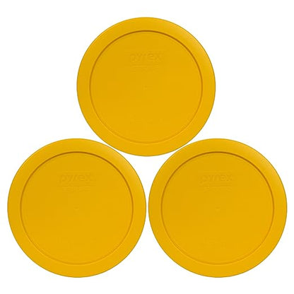 Pyrex 7201-PC 4-Cup Butter Yellow Food Storage Replacement Lid (3-Pack) - Made in USA