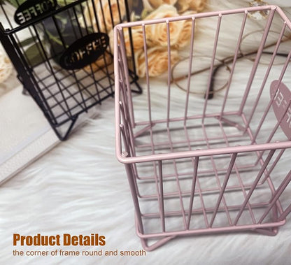 Coffee Pod Holders for Counter, Nespresso Pods Holder, K-Cup Holder, Metal Coffee Pod Basket, Espresso Pods Organizer, Countertop Organizer for Keurig Kcups & Espresso Capsules (Pink)