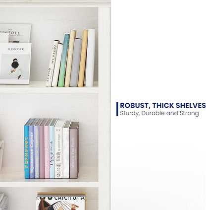 3-Shelf Bookcase, 47" Tall Floor Standing Bookshelf with Adjustable Shelves, Storage & Display Shelf for Living Room, Bedroom, Home Office – Cream White, 31.5" Wide