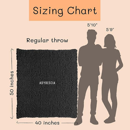 Adyrescia Chunky Knit Blanket Throw | 100% Hand Knit with Jumbo Chenille Yarn (40"x50", Raven Black)