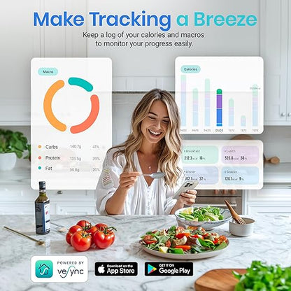 Etekcity Food Nutrition Kitchen Scale, Digital Grams and Ounces for Weight Loss, Baking, Cooking, Keto and Meal Prep, Large, 304 Stainless Steel
