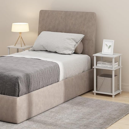 Furinno Just Turn-N-Tube Open Storage Nightstand, 1 Pack, 3-Tier, White/White