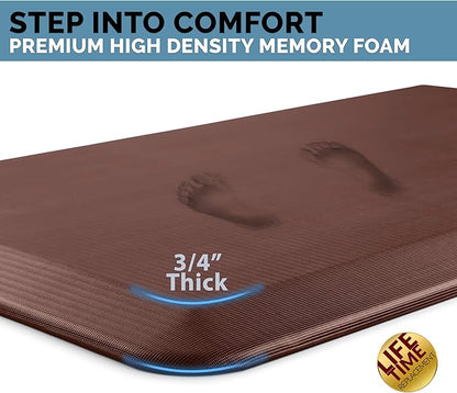 ComfiLife Anti Fatigue Floor Mat – 3/4 Inch Thick Kitchen Mats for Floor, Standing Desk Mat, Kitchen Rug – Comfort at Home, Office – Durable – Stain Resistant – Non-Slip Bottom (20" x 39", Brown)