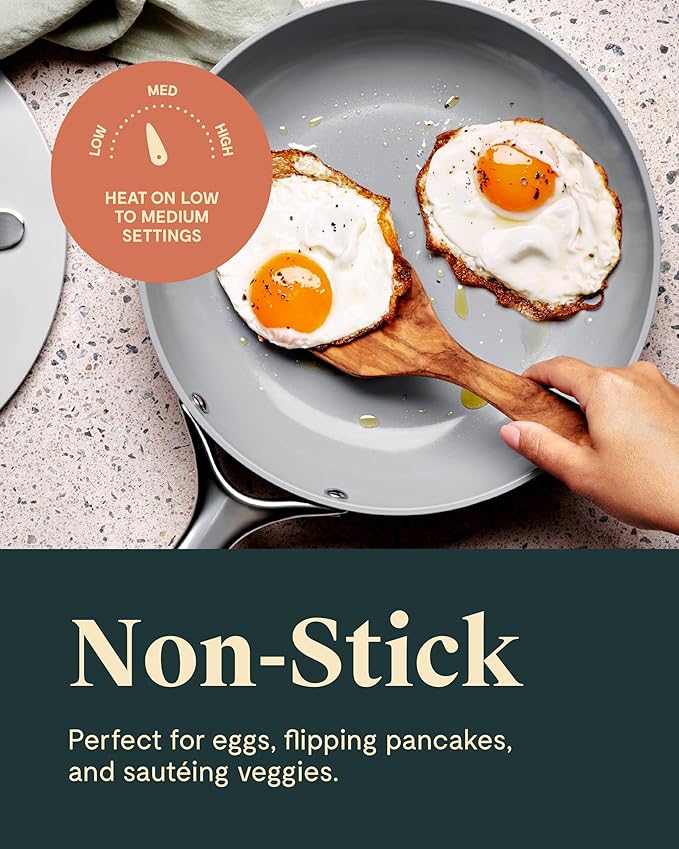 Caraway Fry Pan Duo - Nonstick Ceramic Frying Pan (8" & 10.5”) - Non Toxic, PTFE & PFOA Free - Oven Safe & Compatible with All Stovetops (Gas, Electric & Induction) - Navy