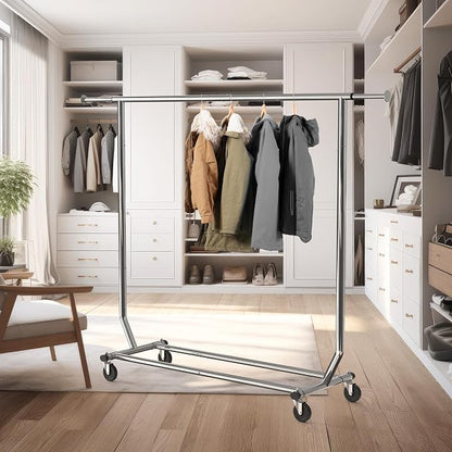 Simple Houseware Supreme Commercial Grade Clothing Garment Rack, Holds Up to 250 lbs, 50 to 75 Inches Extendable Rod, Chrome