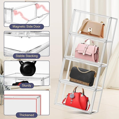 X-Large Clear Shoe Storage Box Stackable Shoes Box Acrylic Sneaker Display Case Shoe Boots Organizer with Lid, 6 Pack