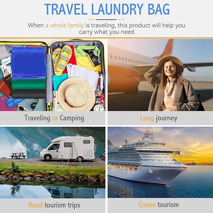 Isink Extra Large Laundry Bag With Handles, Heavy Duty, Travel Laundry Bag for Dirty Clothes, 28" x 40" (Black)