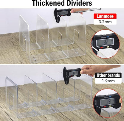 Clear Desktop Book Organizer, Creative Book Stand, Divider Bookshelf for Home School and Office, Non-Acrylic Stand Bookshelves (3 Sections), Transparent, Pack of 2