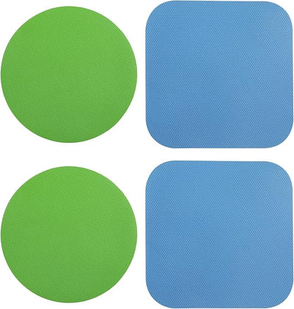 LUTER 4pcs Jar Opener, Rubber, Multi-function Silicone Bottle Opener for Seniors with Weak Hands Lid Cap Gripper Pads Kitchen Coasters Gadgets(Light Blue, Green)