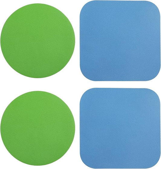 LUTER 4pcs Jar Opener, Rubber, Multi-function Silicone Bottle Opener for Seniors with Weak Hands Lid Cap Gripper Pads Kitchen Coasters Gadgets(Light Blue, Green)