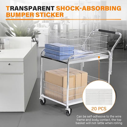 GAMINA KAVISI Mail Office File Cart, 400lb Capacity Heavy Duty Steel File Organizer Cart, 2 Shelf Basket Wire Office File Cart for Offices, Home, Warehouse，Court.