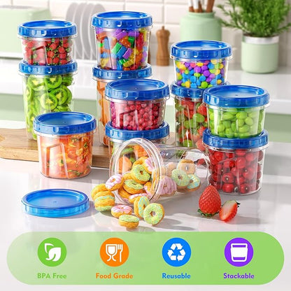 BiuLeon [12 Pack-34oz Freezer Storage Containers, Plastic Soup Containers with Lids, BPA Free Food Storage Containers with Twist Top Lids, Reusable Meal Prep Containers
