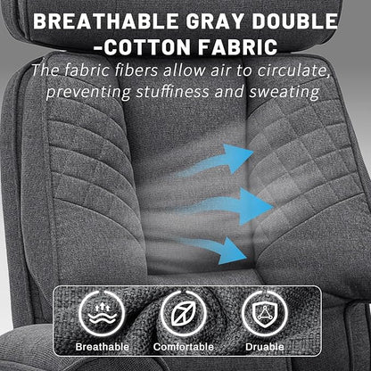 HOFFREE Big and Tall Office Chair 500lbs for Heavy People Executive Office Desk Chair with Wide Seat High Back Computer Chair with Adjustable Lumbar Support Grey Fabric
