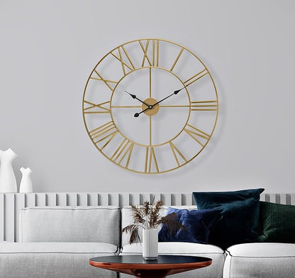 Sorbus Large Wall Clock for Living Room Decor - 24 inch Big Wall Clock Decorative - Battery Operated - Roman Numeral Analog Large Clock for Bedroom, Room, Home, Kitchen, Office, Wall Decor (Gold)
