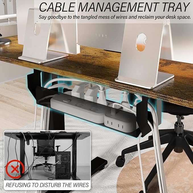 Kingant Standing Desk Height Adjustable Small Electric Stand Up Desks [40 x 20 Inch] - Ergonomic Sit Stand Desk Rising Desks for Home Office Computer Desk Stand Desk Workstation with Cable Management